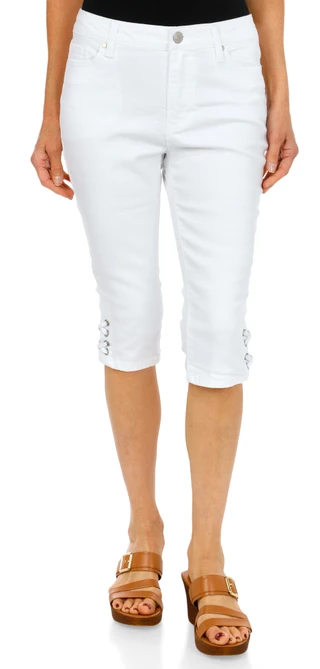 Thumbnail 6: D. Jeans Women's Petite 16 in High Rise Lattice Hem Capris 