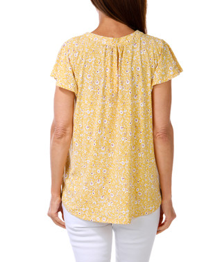 Thumbnail 2: AMANA Women's Short Sleeve Pom Pom Placket V-Neckline Blouse 
