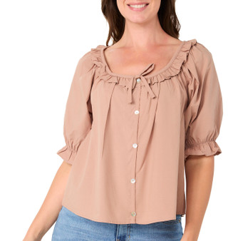 Thumbnail 1: BUNULU Women's Poplin Button Front Top 