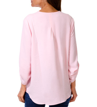Thumbnail 2: Grand & Greene Women's 3/4 Sleeve Roll Tab Split Neck Top 