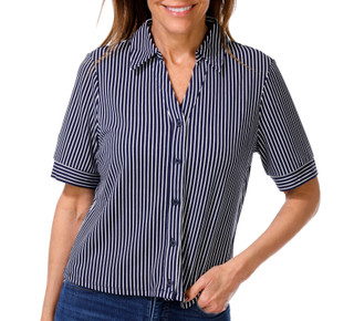 Thumbnail 1: Adrianna Papell Women's Short Sleeve Button Down Collared Shirt 