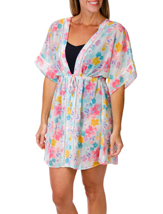 Thumbnail 1: Miken Women's Printed Kimono Cover Up 