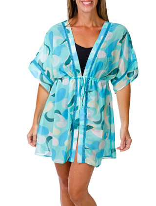 Thumbnail 1: Miken Women's Print Kimono Cover Up 
