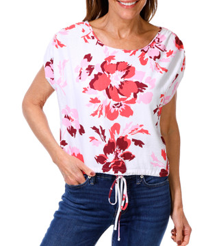 Thumbnail 1: Ellen Tracy Women's Short Sleeve Drawstring Hem Top 