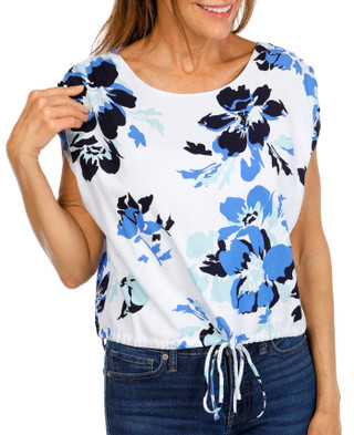 Thumbnail 1: Ellen Tracy Women's Short Sleeve Drawstring Hem Top 