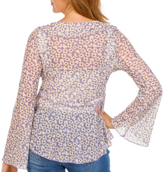 Thumbnail 2: BUNULU Women's Long Bell Sleeve Mesh Top 
