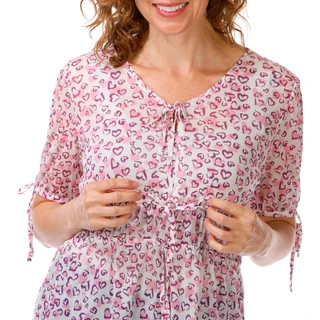 Thumbnail 2: BUNULU Women's Iris Floral Peplum Mesh Top 