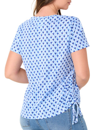 Thumbnail 2: Stella Parker Petite Short Sleeve Scoop Neck Drawstring Top 
