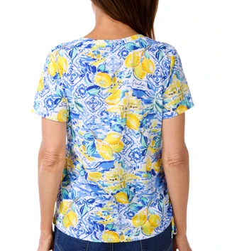 Thumbnail 2: Stella Parker Petite Short Sleeve Scoop Neck Drawstring Top 