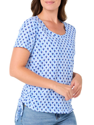 Thumbnail 1: Stella Parker Petite Short Sleeve Scoop Neck Drawstring Top 