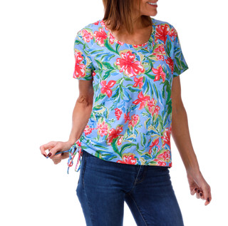 Thumbnail 2: Stella Parker Women's Petite Short Sleeve Scoop Neck Drawstring Top 