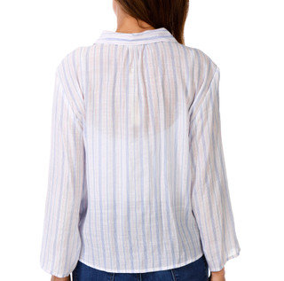 Thumbnail 2: Grand & Green Women's 3/4 Sleeve Button Down Tie Front Top 