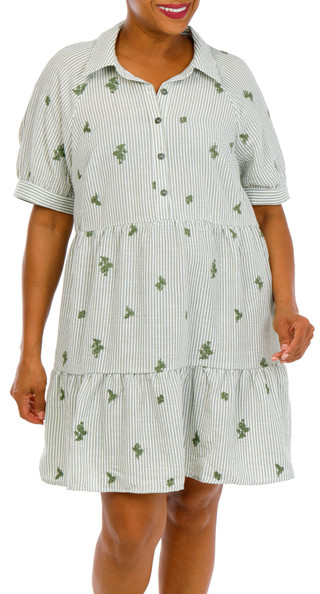 Thumbnail 1: FIGUEROA & FLOWER Women's Plus Embroidered Causal Dress 