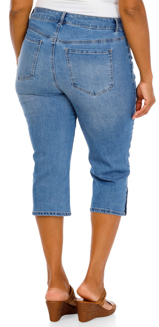 Thumbnail 3: D. Jeans Women's Plus Comfort Stretch Snap Leg Capris 
