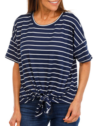 Thumbnail 1: BOBEAU Women's Tie Front Top 
