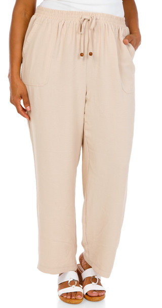 Thumbnail 1: Soho Apparel Women's Plus Wide Leg Drawstring Pants 