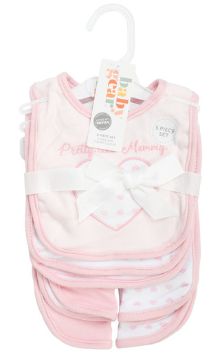 Thumbnail 1: Baby Gear Baby Girls 5 Pc Bib & Burp Cloth Set 