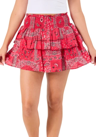 Thumbnail 1: JAPNA Juniors Bandana Print Ruffle Mini Skirt 