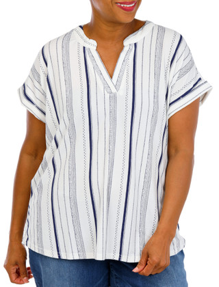 Thumbnail 2: Fifty Street Women's Plus Split Neck Button Back Top 