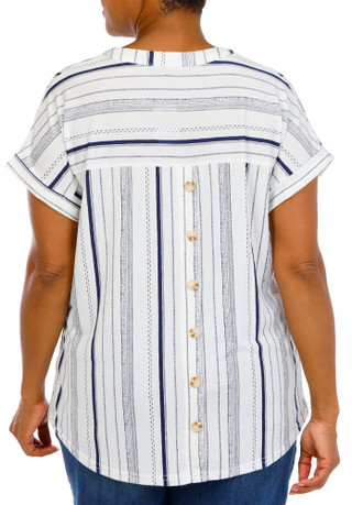 Thumbnail 1: Fifty Street Women's Plus Split Neck Button Back Top 