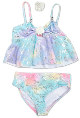 Thumbnail 1: Btween Little Girls 2 Pc Swimsuit & Coverup Set  