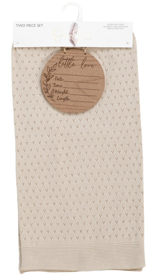 Thumbnail 1: Jessica Simpson 30x36 Super Soft Eyelet Knit Blanket w/Milestone Disc 