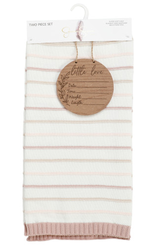 Thumbnail 1: Jessica Simpson 30x36 Super Soft Cotton Knit Blanket w/Milestone Disc 