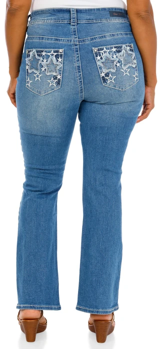 Thumbnail 1: Copper Flash Women's Plus Americana Star Bling Back Jeans 
