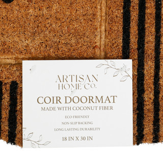Thumbnail 3: Artisan Home & Co. 18x30 Welcome Stripe & Scallop Coir Doormat 