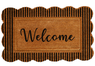 Thumbnail 2: Artisan Home & Co. 18x30 Welcome Stripe & Scallop Coir Doormat 