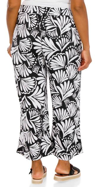 Thumbnail 2: Zac & Rachel Women's Plus Tropical Drawstring Wide Leg Pants 