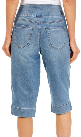 Thumbnail 2: Sound Style Women's Comfort Stretch Wide Waist Pixie Slit Capris 