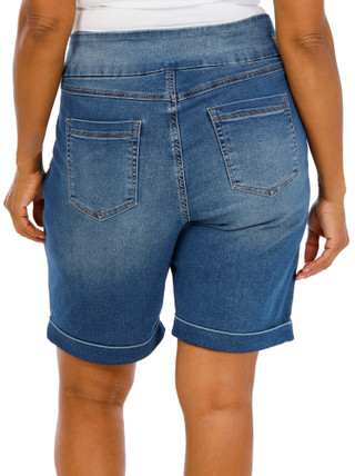 Thumbnail 2: Sound Style Women's Plus Comfort Stretch Wide Band Cuffed Shorts 