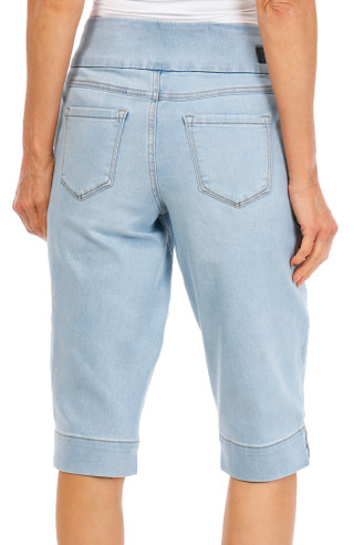 Thumbnail 2: Sound Style Women's Comfort Stretch Wide Waist Pixie Slit Capris 