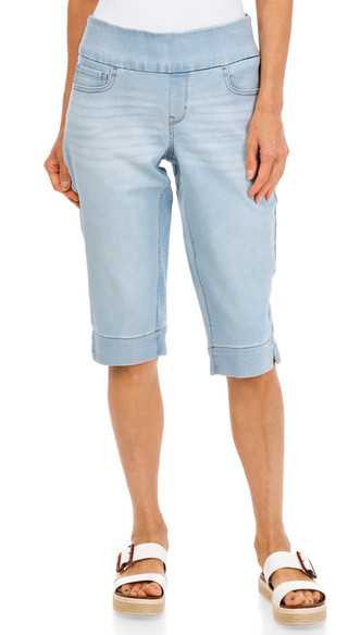 Thumbnail 3: Sound Style Women's Comfort Stretch Wide Waist Pixie Slit Capris 
