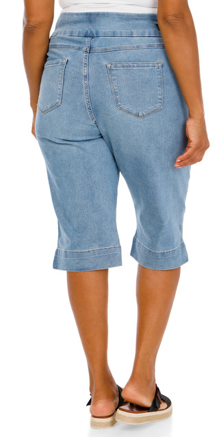 Thumbnail 2: Sound Style Women's Plus Comfort Stretch Wide Band Pixie Slit Capris 