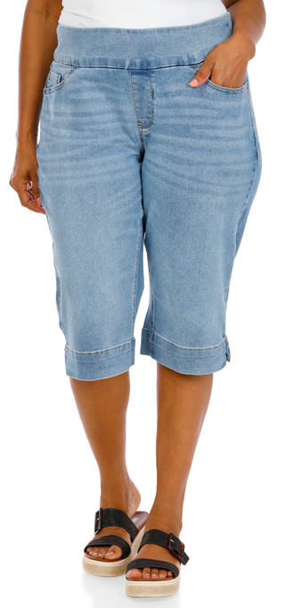 Thumbnail 1: Sound Style Women's Plus Comfort Stretch Wide Band Pixie Slit Capris 