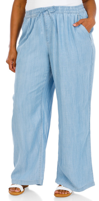 Thumbnail 1: Lands End Women's Plus Wide Leg Drawstring Pants 
