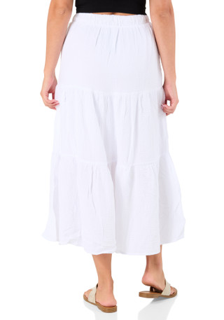 Thumbnail 2: No Comment Juniors Gauze Tiered Tassel Maxi Skirt 