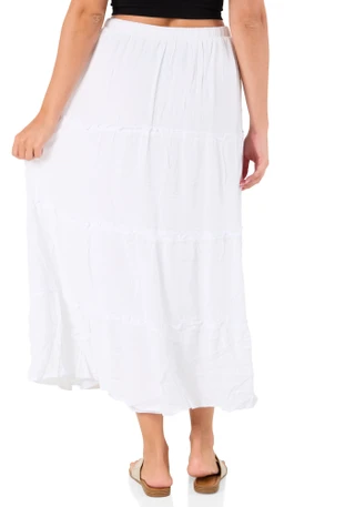 Thumbnail 2: No Comment Juniors Gauze Tier Tassel Charm Maxi Skirt 