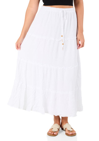 Thumbnail 1: No Comment Juniors Gauze Tier Tassel Charm Maxi Skirt 