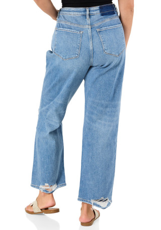 Thumbnail 2: VERVET Juniors Distressed Ankle Length Wide Leg Jeans 