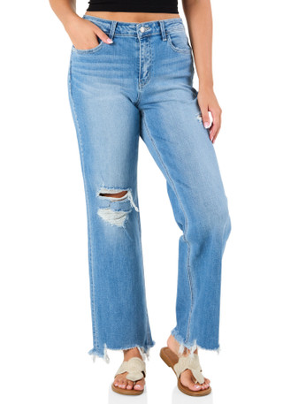 Thumbnail 1: VERVET Juniors Distressed Flare Jeans 