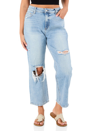 Thumbnail 1: VERVET Juniors Cropped Wide Leg Distressed Jeans 
