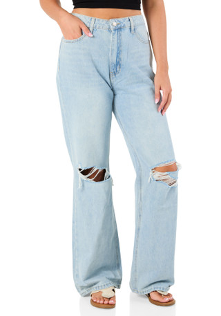 Thumbnail 1: VERVET Juniors Distressed Straight Leg Jeans 