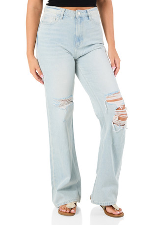 Thumbnail 1: VERVET Juniors Distressed Wide Leg Jeans 