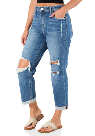 Thumbnail 2: Lovervet Juniors Distressed Roll Cuff Jeans 