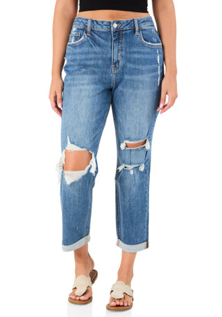 Thumbnail 1: Lovervet Juniors Distressed Roll Cuff Jeans 