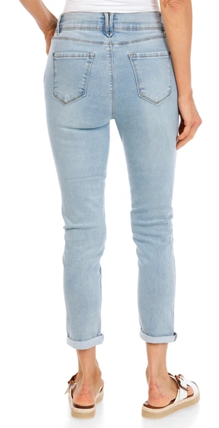 Thumbnail 2: Curve Appeal Women's Double Button Skinny Roll Up Crop Pants 
