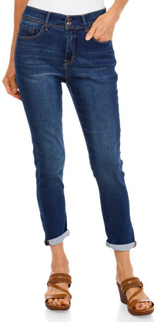 Thumbnail 1: Curve Appeal Women's Double Button Skinny Roll Up Crop Pants 